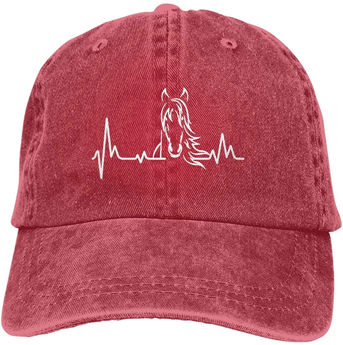 

Unisex Adjustable Baseball Cap, Horse Heartbeat Denim Snapback Hunting Hat