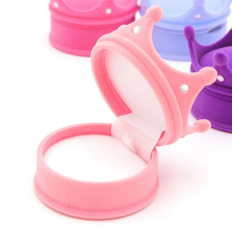 Crown Shape Lovely Flannel Wedding Engagement Ring Box For Earrings Jewelry Display Gift Holder | Дом и сад