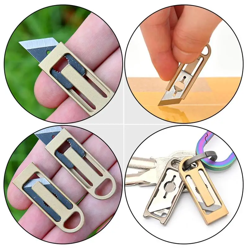 

1Pc Mini Brass Cutter Outdoor Pocket Multi-function Key Chain for Camping