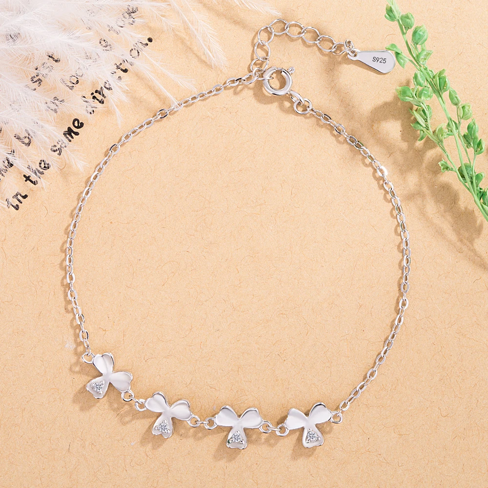 Женский минималистичный браслет из серебра 925 пробы с цветком вишни|Гибкие и