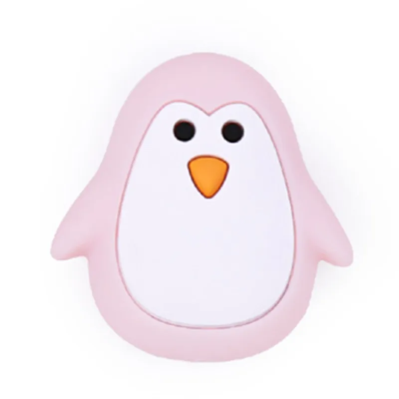 Pink Chengkai 10 шт силиконовый Прорезыватель для зубов в форме единорога бусины DIY животное детский Прорезыватель для зубов Монтессори мультфильм ювелирные изделия игрушка изготовление Пингвин бусины - Цвет: Pink