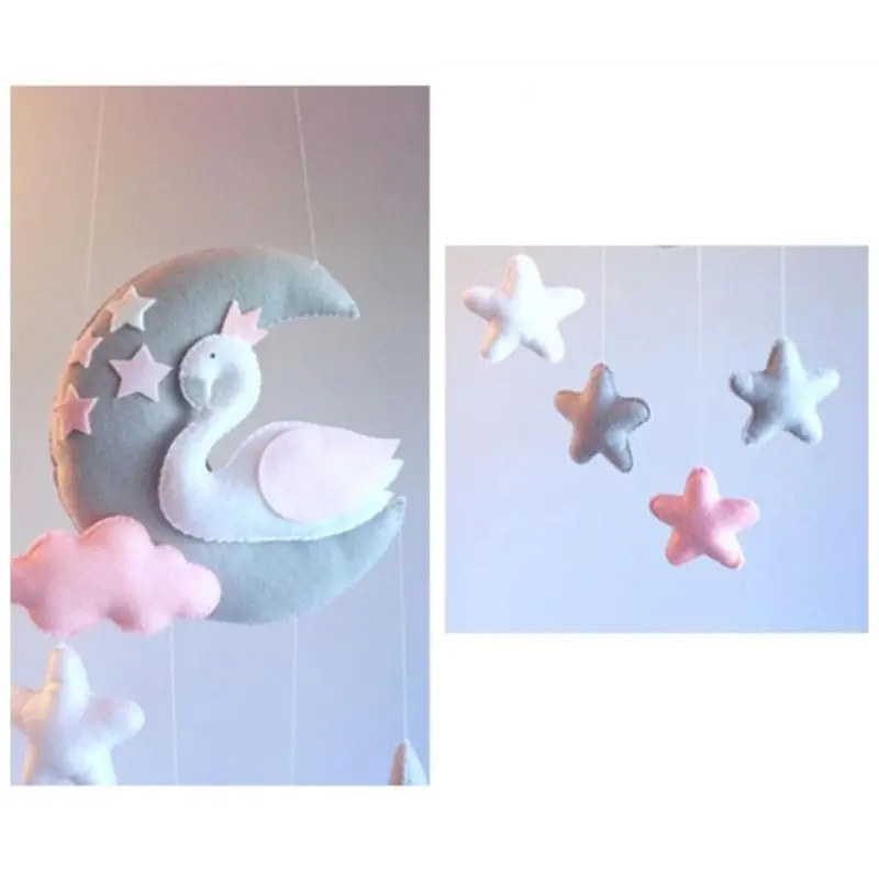 

28EC Baby Crib Non-woven Moon Stars Wind Chime Toys Room Ceiling Mobile Hanging Decor