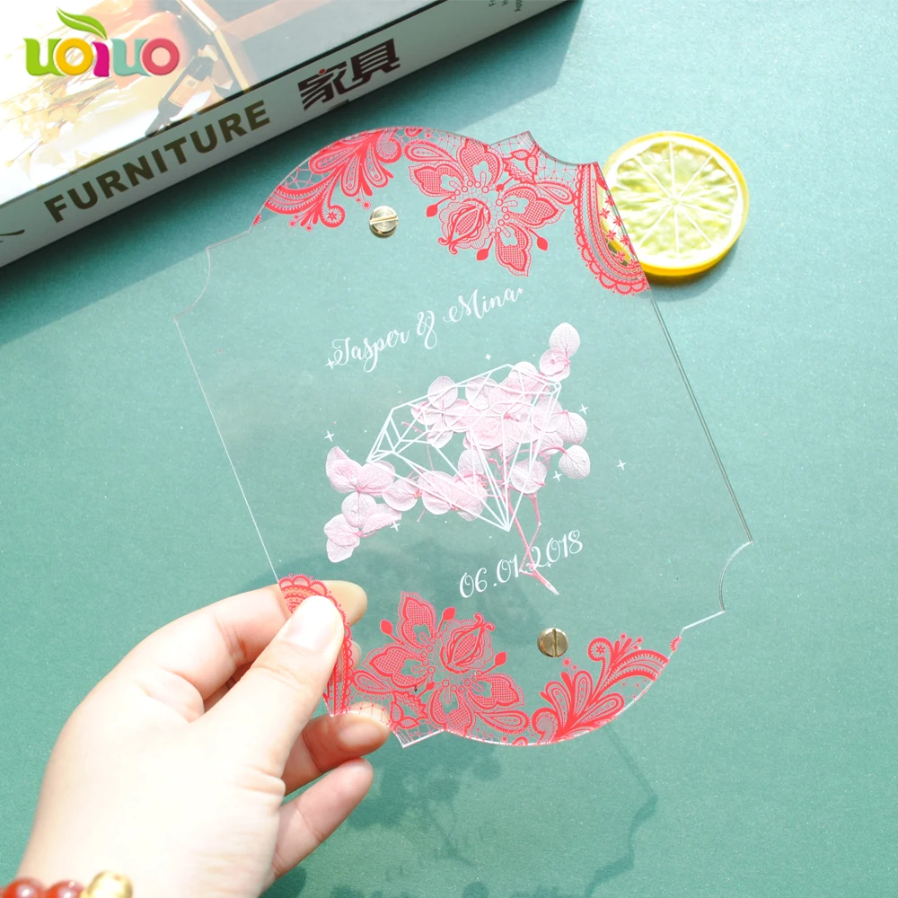 Элегантные прозрачные акриловые Пригласительные открытки с цветами 10 шт. | Дом и