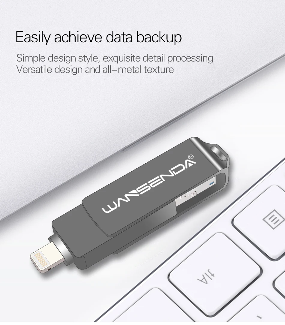 Флэш-накопитель wansenda 3,0 OTG USB флэш-накопитель 128 ГБ флеш-накопитель 16 ГБ 32 ГБ 64 Гб Флешка 3 в 1 Micro USB флешка для iPhone XS MAX/X/8 Plus
