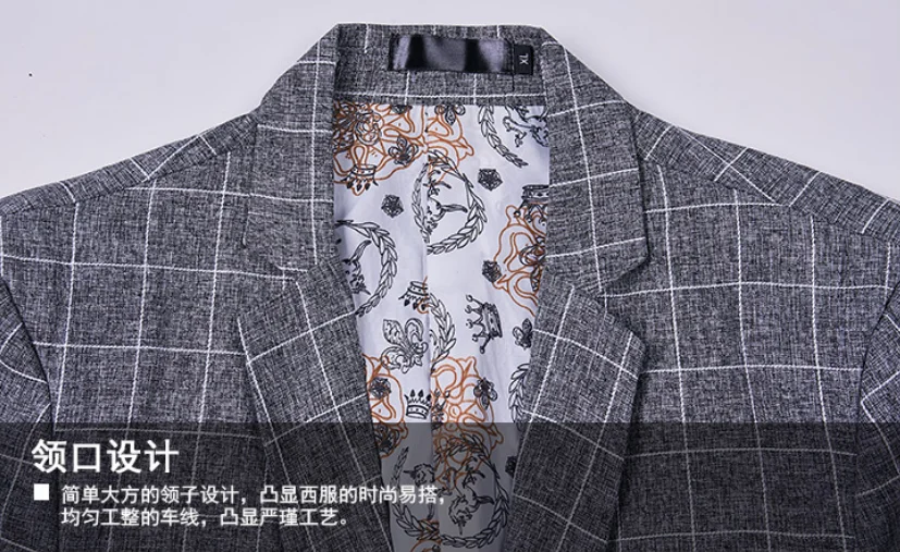 

Men Blazer Slim Fit Casual Plaid Lapel Suit Male Fashion Wild Plus Size Blazers New Arrival Black Grey Sky blue