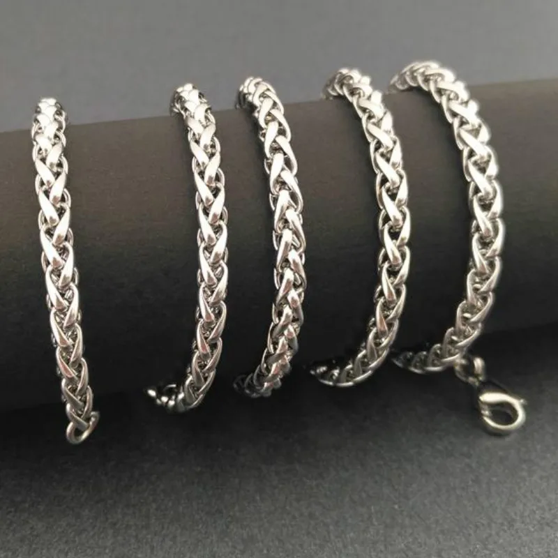 

Cool men silver tone 316L stainless steel link necklace chain 4mm width;18"inch-30inch