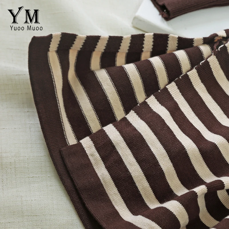 YuooMuoo европейский стиль повседневное Полосатое Женское зимнее платье новинка