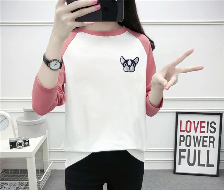 

Новинка Ранняя осень 2019 футболка свободного покроя с длинным рукавом для студентов