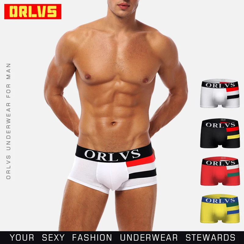 ORLVS Брендовое нижнее белье мужские боксеры с сеткой U Pouch Сексуальные трусы