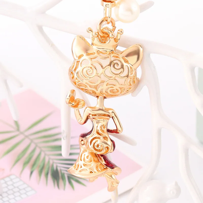 Новый модный парный брелок со стразами и лисой для ключей Автомобильный ключ