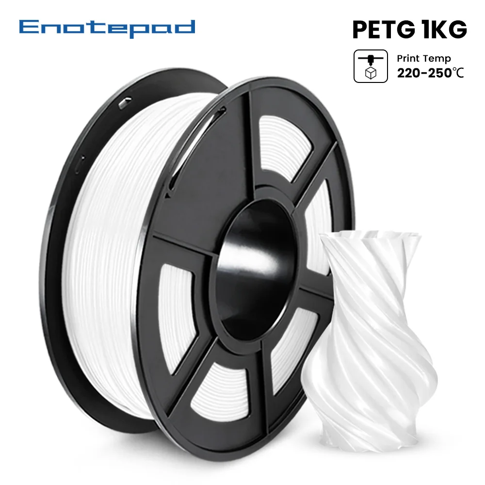 

Enotepad PETG 3D Printer 1.75mm White Plastic Tolerance+/-0.02mm for DIY Gift Printing with box Vacuum Filament