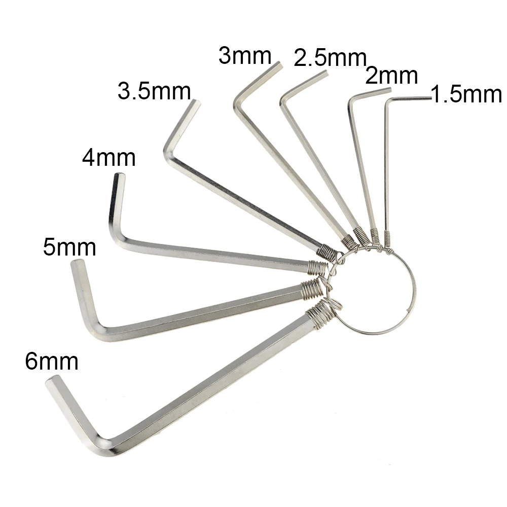 8 Pcs/Lots 1.5mm-6mm Inner Hexagon Spanner Metric Combination Hex Key Allen Wrench Mechanic Tool Set With Chain | Инструменты