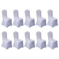 10pcs chair covers polyester spandex stretchy removable white arched slipcover for banquet dining party wedding chair covers