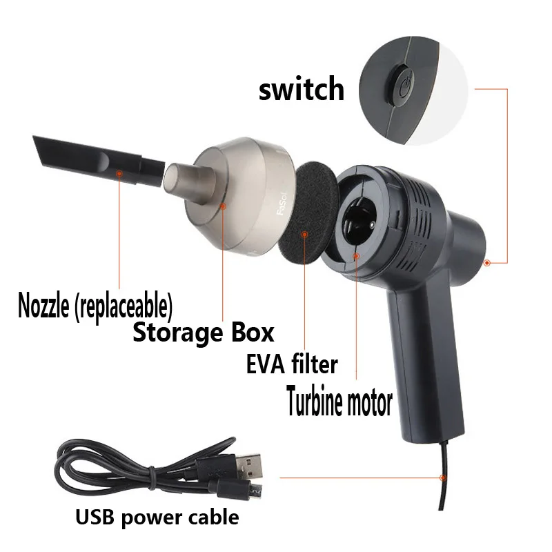 

Mini car vacuum cleaner Wireless USB nozzle Keyboard Brush Cleaner Laptop Brush Dusting Tool Car Vacuum Cleaner Household Clean