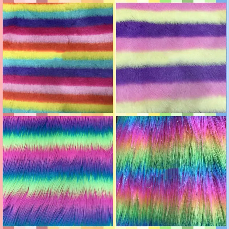 

New Multicolor Jacquard Fox Fur Fabric Faux Fur Ball Fur Collar Plush