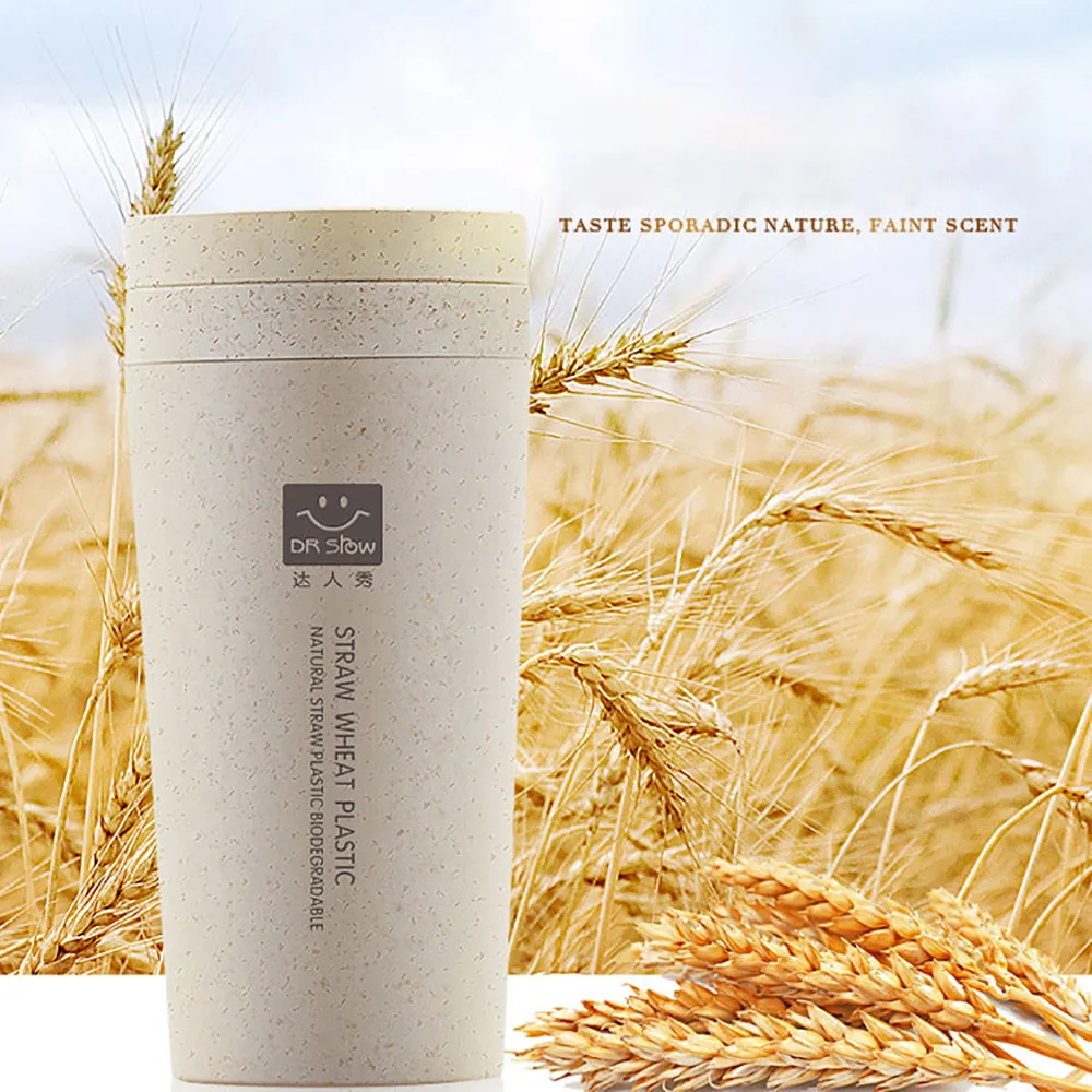 

Kitchen Wheat Straw Double Insulated Gift Mug Tumbler with Lid Eco-friendly 16.8x7cm Travel Mug Coffee Winter Thermos Cup