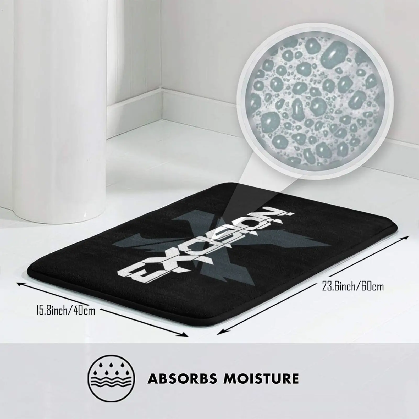 Разрез серого цвета на черном коврике с логотипом Противоскользящий коврик для