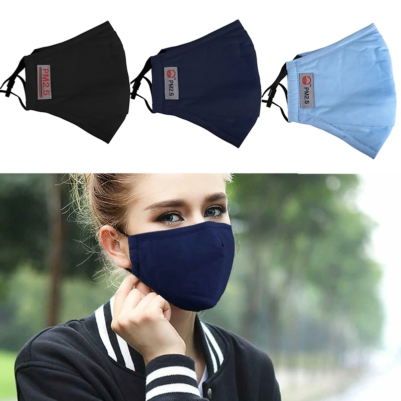 1 шт. черная хлопковая маска PM2.5 для лица Пылезащитная фильтр с активированным