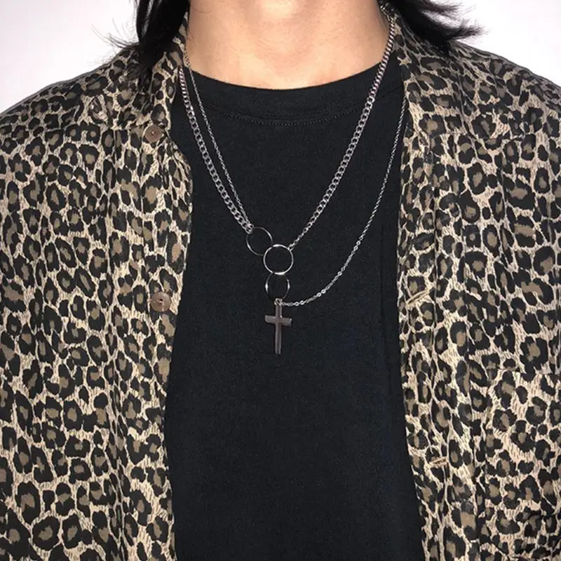 

Alloy Cross Circle Multi-layer Necklace Unisex Trend Hip-hop Necklaces Clothes Decorative Sweater Chain 69HB