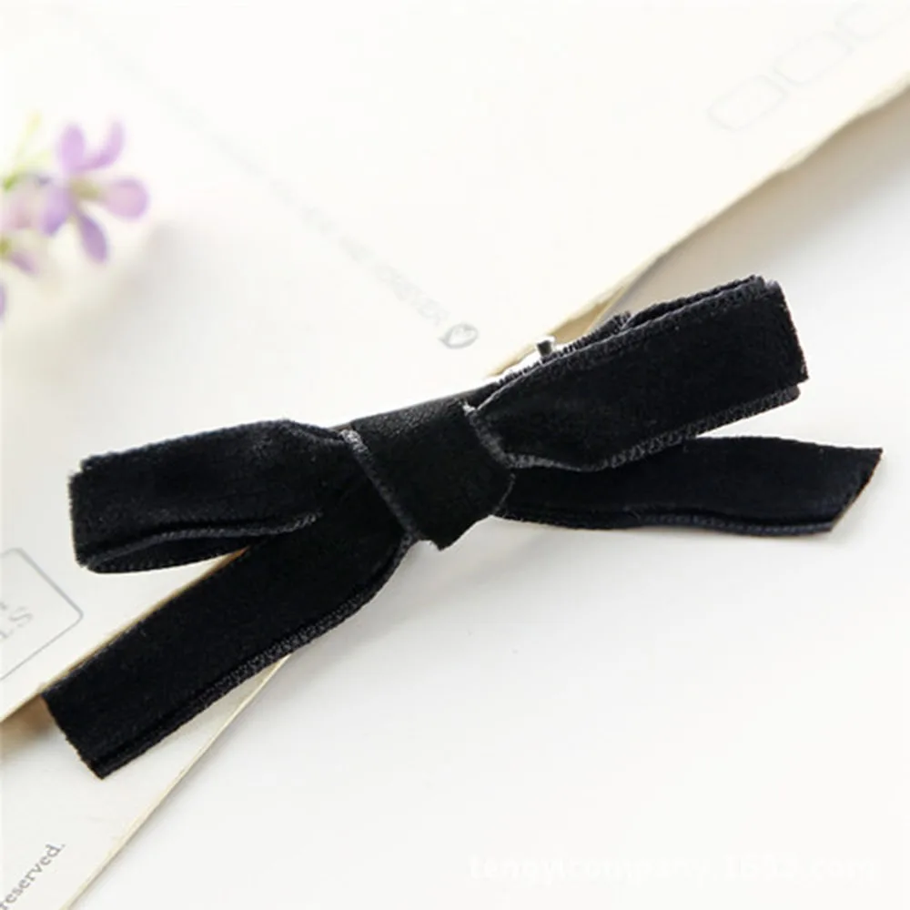 Женские бархатные заколки для волос с бантом 1 шт. милые 5 цветов корейские