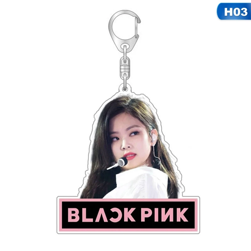 KEY4716H03 Модные Kpop черные Розовые Акриловые Брелоки для ключей держатель Lisa Rose Jennie Jisoo сумка Подвеска альбом Мода Шарм ювелирные изделия - Цвет: KEY4716H03