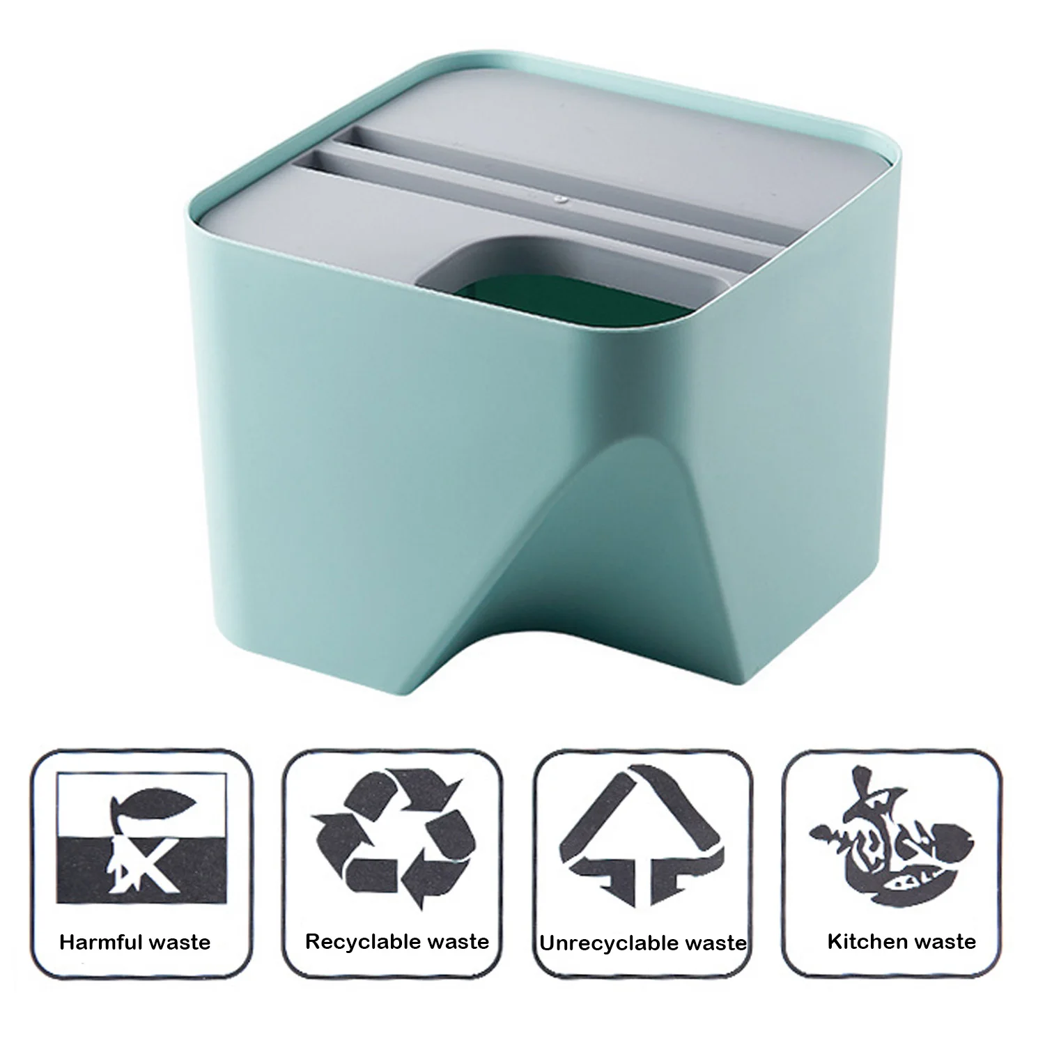 Behogar 1 шт. мусорное ведро с наборный сортировки отделение для сухого и мокрого