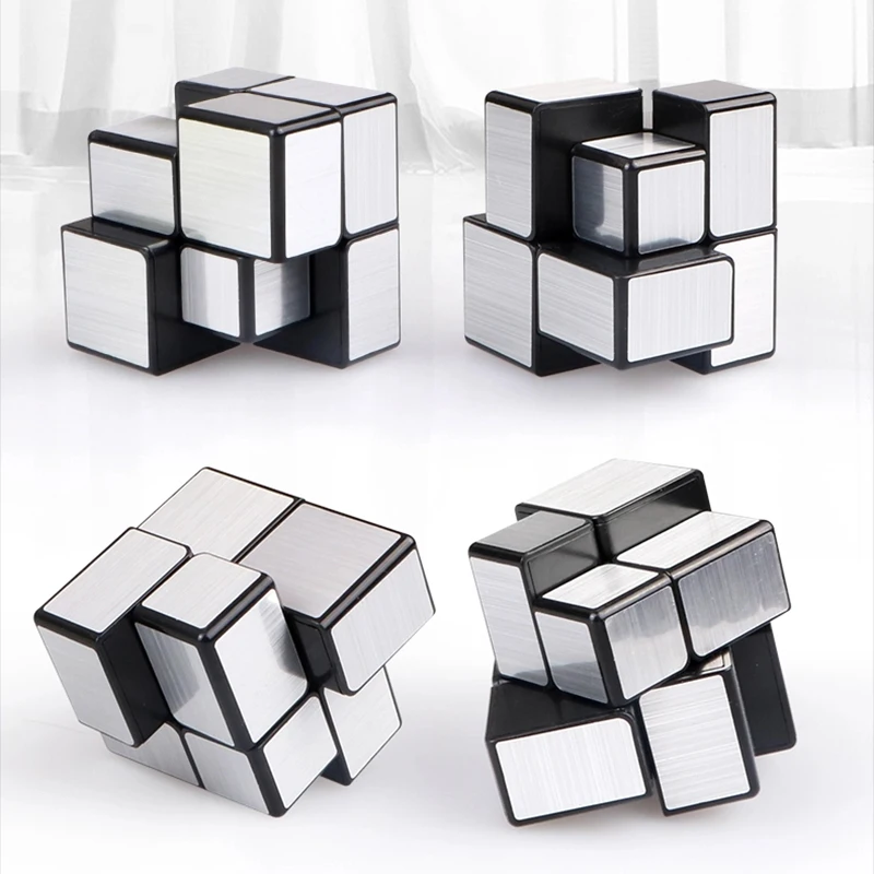 QIYI зеркальный куб 2x2x2 волшебный кубик головоломка серебристые золотые наклейки