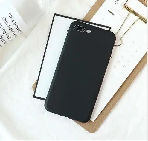 black Wixcen матовый свежий Оранжевый Мягкий силиконовый чехол для телефона для Iphone 7 7plus 6s 8 Xs Max XR противоударный розовый однотонный конфетный, TPU чехол - Цвет: black