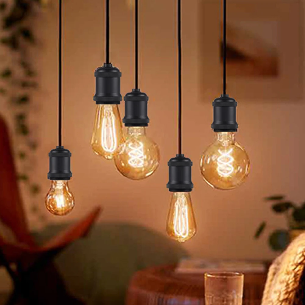 

6pcs E27 Vintage Light Socket Aluminum Alloy Solid Holder DIY Adaptor Indoor Lamp Base Accessories Home Decor Durable Screw