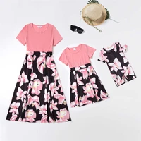 floral mother daughter matching dresses family set fashion mom baby mommy and me clothes outfits short sleeve women girls dress