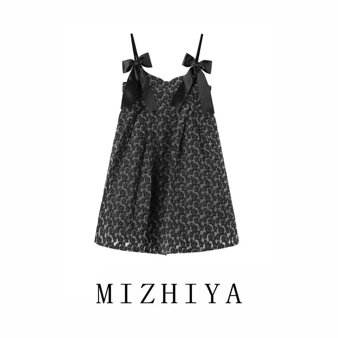 

Dress women's Retro jacquard sling early spring 2021 new design big bow doll short temperament skirt