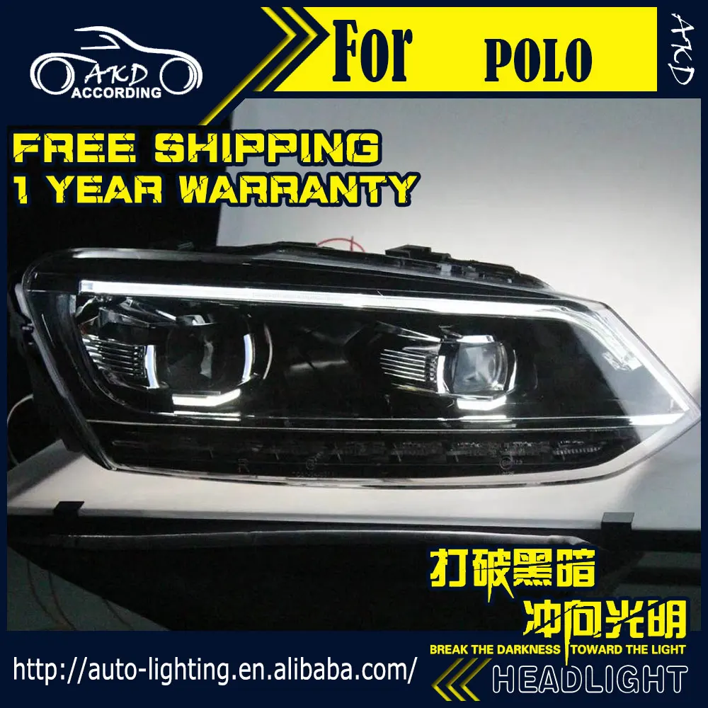 AKD автостайлинг фара для VW Polo светодиодный ная 2011-2017 Новинка DRL H7 D2H Hid опция