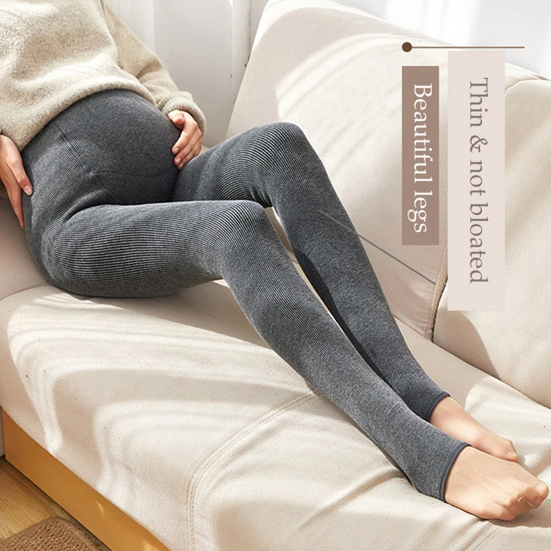 Леггинсы для беременных бархатные колготки плотные чулки регулируемые