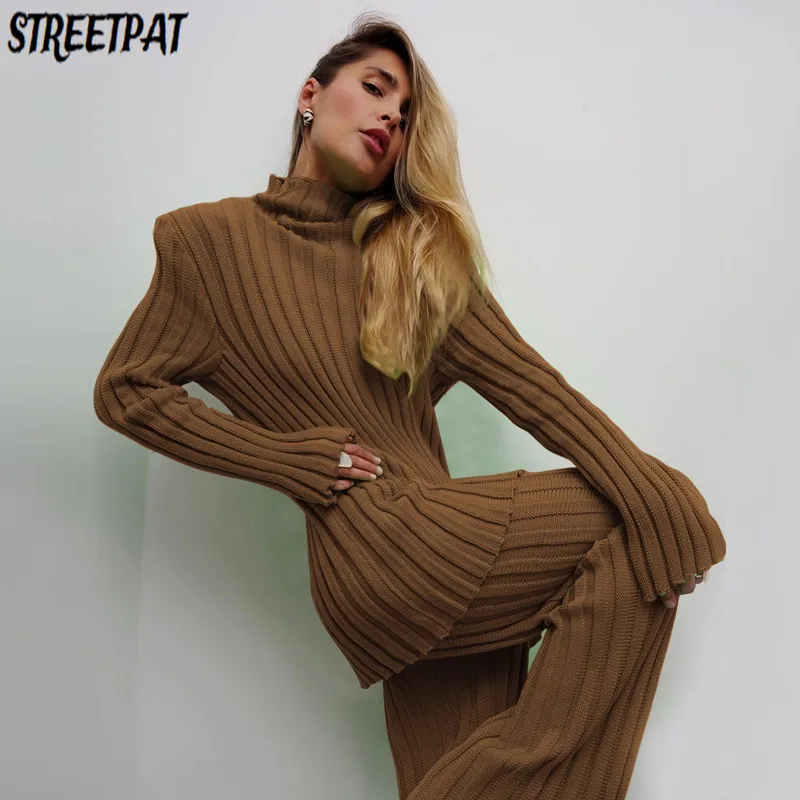 

2021 autumn/winter European and American new women's hot sale solid color pit strip shoulder pads fashion casual two-piece sweat