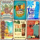 Постер Aloha Tiki Bar, Жестяная Табличка в винтажном стиле для пляжа, вечеринки, бара, паба, настенное украшение, металлическая тарелка, Гавайские таблички для серфинга