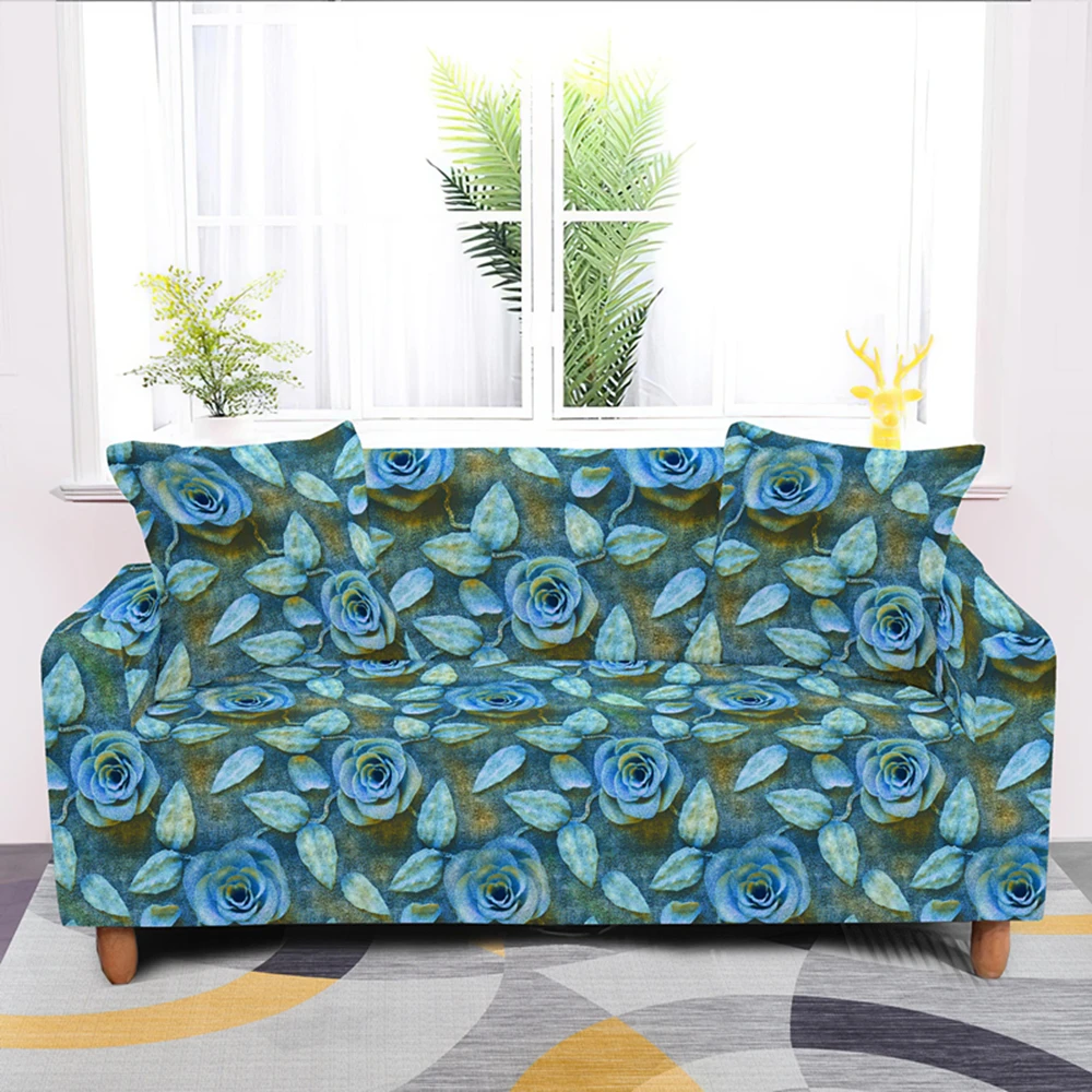 Эластичный чехол для диванов в скандинавском стиле с розами полиэстеровое