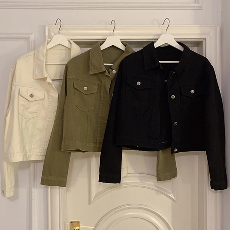 

Oversized Lady Coats New 2021 Autumn Winter Women Denim Jeans Jacket Pockets Streetwear Short Fashionable Korean Style Tops