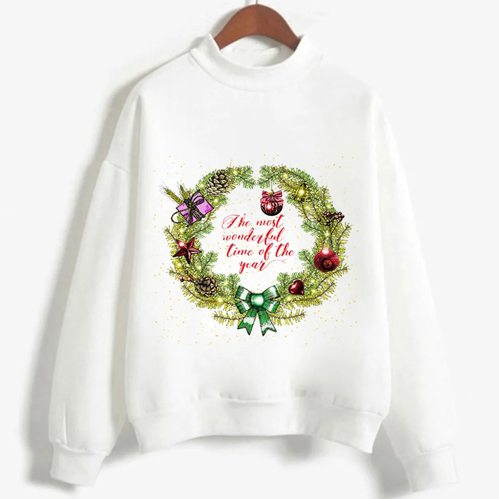 Женская Рождественская Толстовка с рождественским оленем свитер длинным