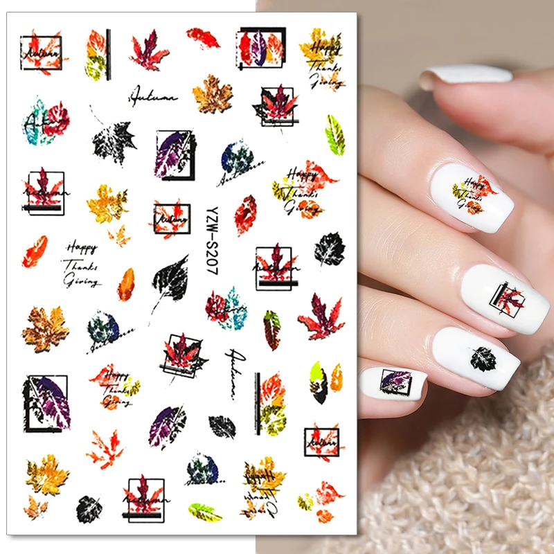 

1PC Maple Leaf Nail Sticker Manicure Yellow Sticker For Nails