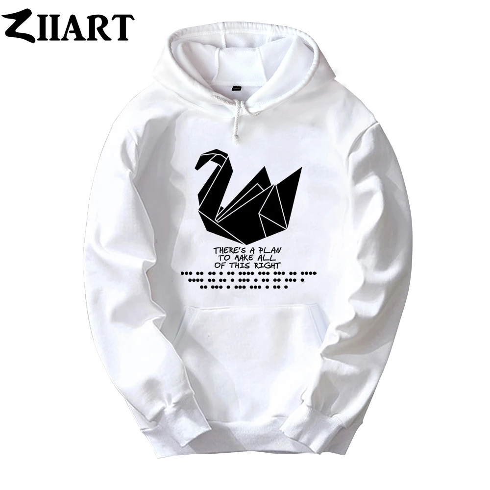 

Girls Woman Hoodie Prison Break Dots A Plan Paper Crane Duck Swan Couple Clothes Autumn Winter Fleece ZIIART