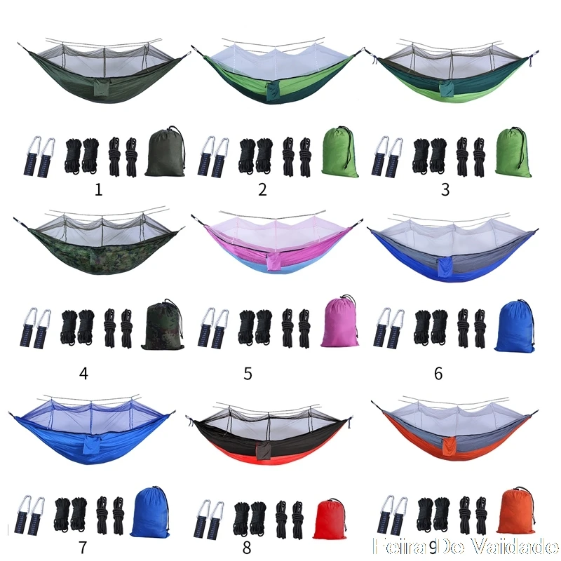 

Large Camping Hammock with Mosquito Net 2 Person Pop-up Parachute Lightweight Hanging Hammocks Tree Straps Swing Hammock