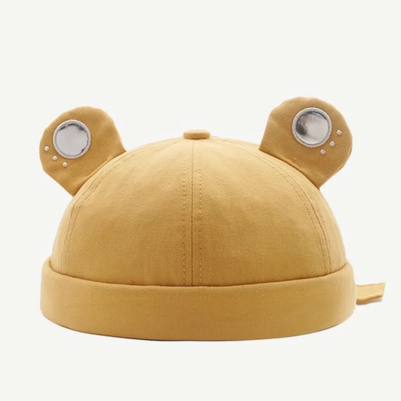 

Spring Korean Women Cute Skullcap Sailor Cap sequined Cartoon Ear Rolled Cuff Bucket Cap Female Summer Casual Beanies Melon Hat