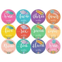 12 pcs baby milestone sticker mommy pregnant monthly memory recording sticker newborn growth souvenir photography props