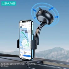 USAMS Sucker Car Phone Holder Center Console Retractable Phone Holder Stand in Car GPS Mount Support For iPhone Xiaomi HUAWEI