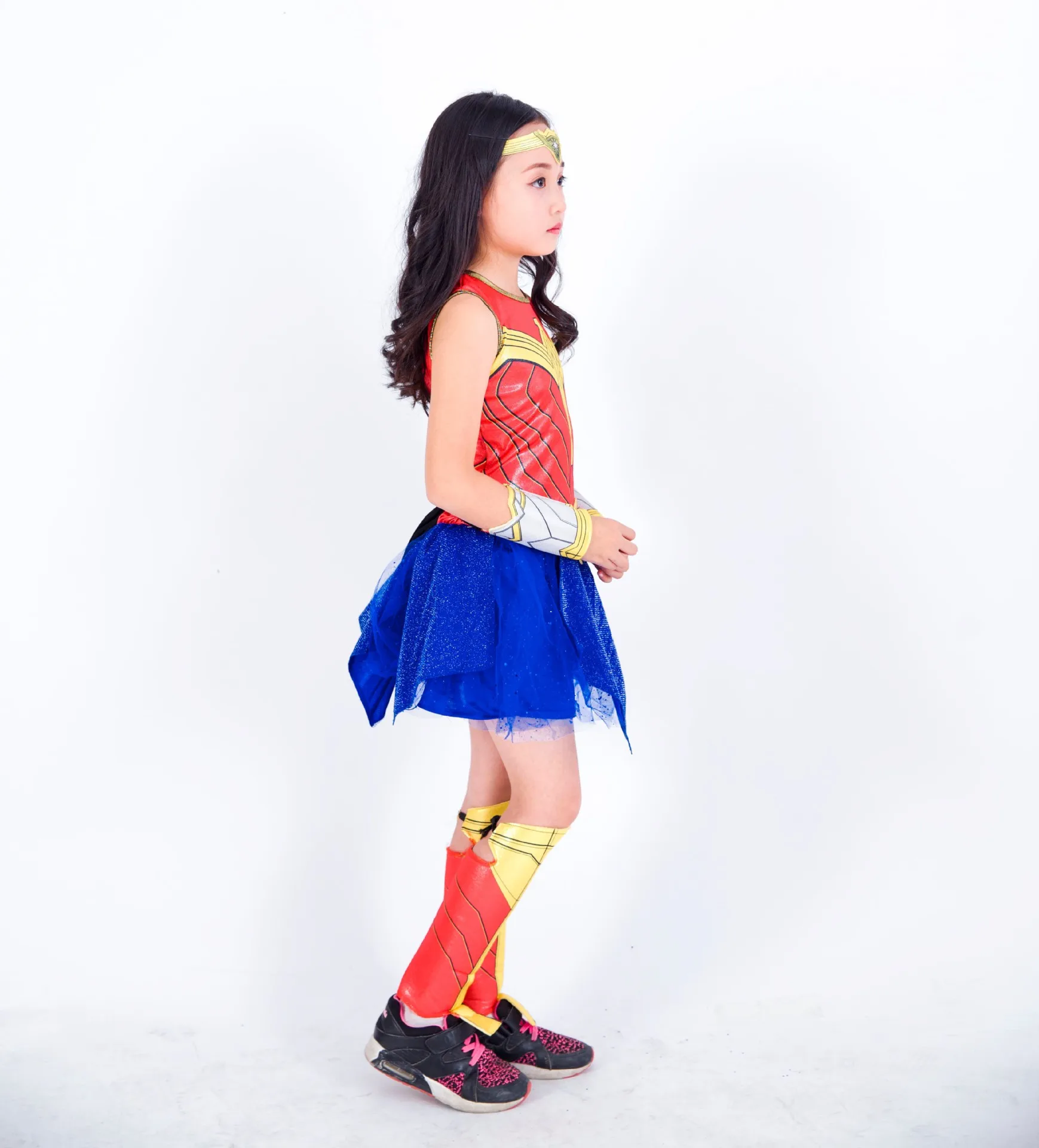 

2021 Summer New Child Cartoon Printing Dress Girl Cosplay Fancy Dress Supergirl Women Halloween Party Costume
