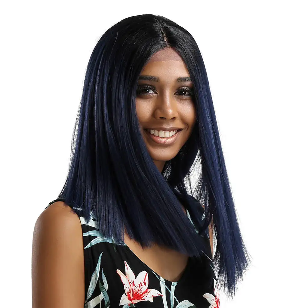 

Natural Middle Part Wig Synthetic Long Straight Hair For Woman Ombre
