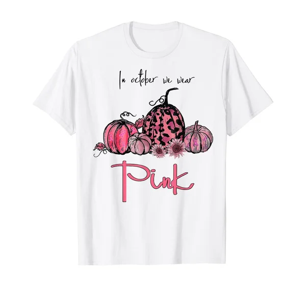 

In October We Wear Pink Pumpkin Breast Cancer Halloween T-Shirt