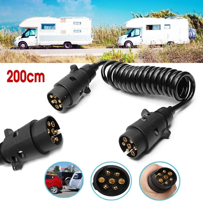 

2M 200cm 7 Pin Car Towing Trailer Light Board Extension Cable Lead Truck Plug Socket Wire Part