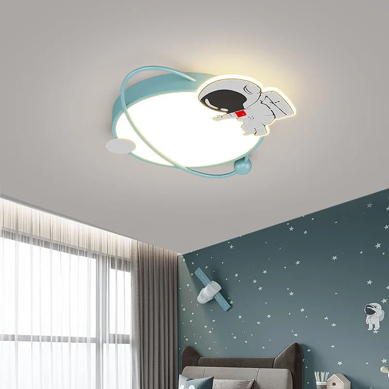 

LED ceiling lamp for kids room astronaut Living Room Kitchen Hall Indoor Lamps Warm Luster gold pink blue painted Suspended