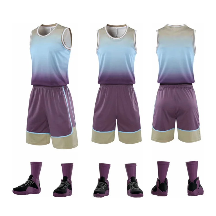 

Men Gradient Basketball Jerseys Sets , New Top Quality College Basket ball Kits Shorts Suits , Male Basketball Training Uniforms